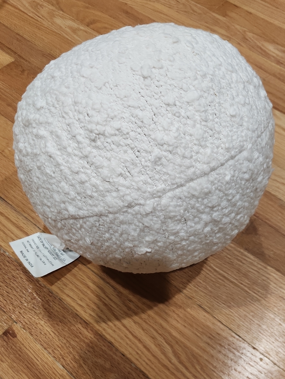 Plush Cream Round Textured Decorative Pillow - Home Accents